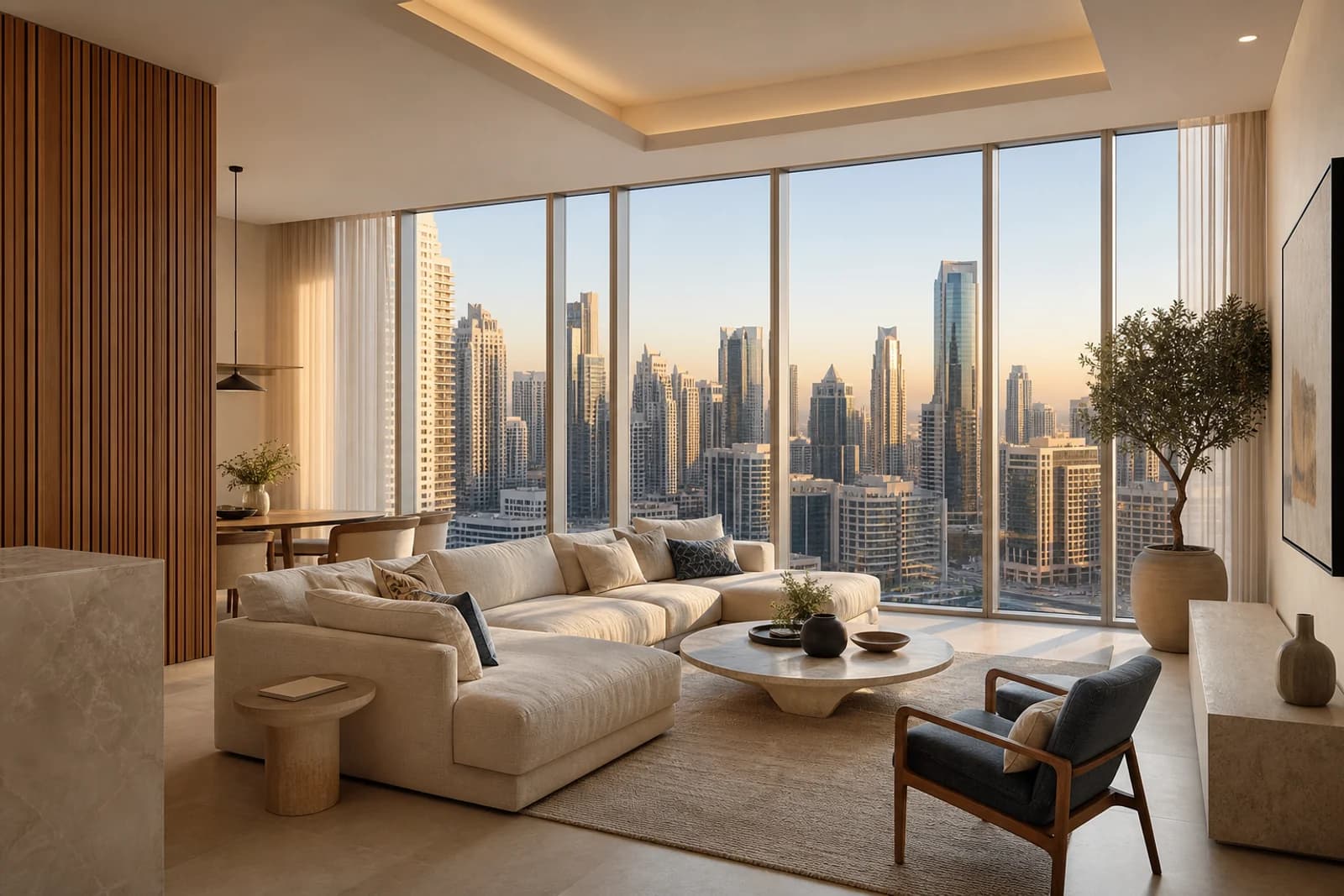 Contemporary Dubai apartment interior concept؛ تصور داخلي مولد بالذكاء الاصطناعي
