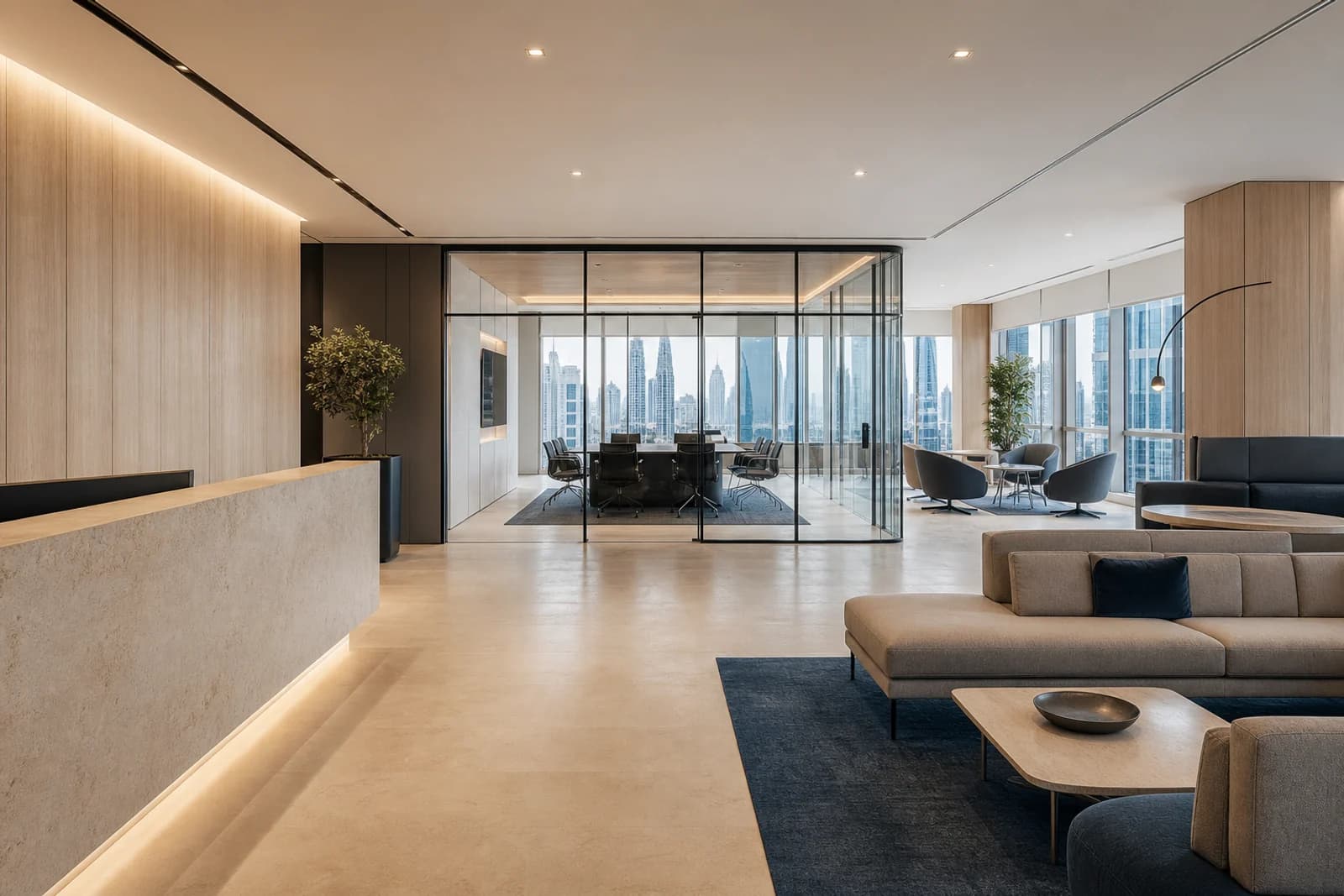 Premium Dubai office interior concept; AI-generated concept