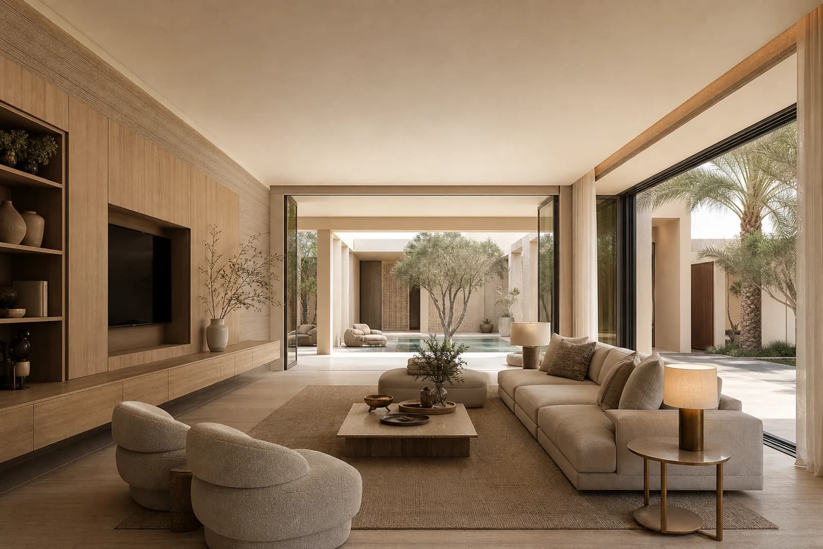 Contemporary Dubai villa interior concept; AI-generated concept